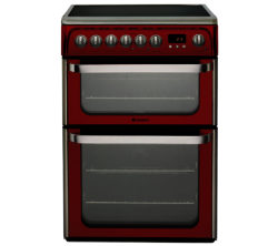 HOTPOINT Ultima DUE61R Electric Ceramic Cooker - Red